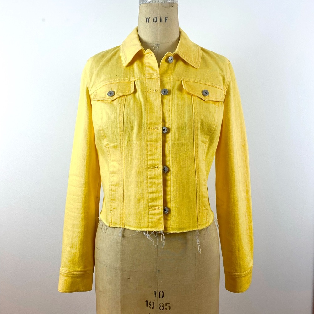 INC Butter Yellow Cropped Denim Jacket